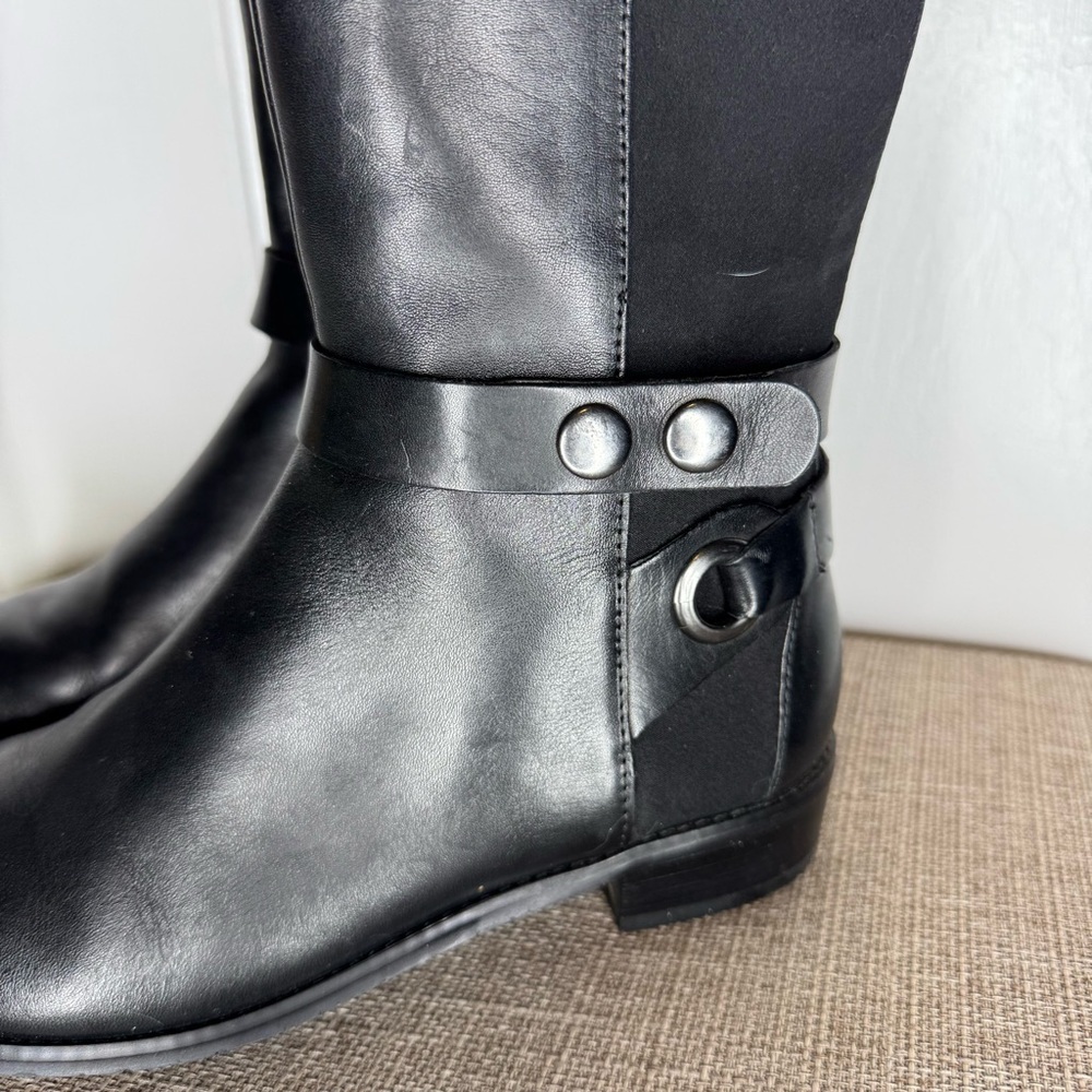 Tahari Black Leather Knee High Boots Size 6.5 - Picture 3 of 13